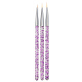 Custom Design Wholesale UV Gel Painting Acrylic Nylon Brush Nail Painting Drawing Pen 3pcs Nail Art Liner Brushes